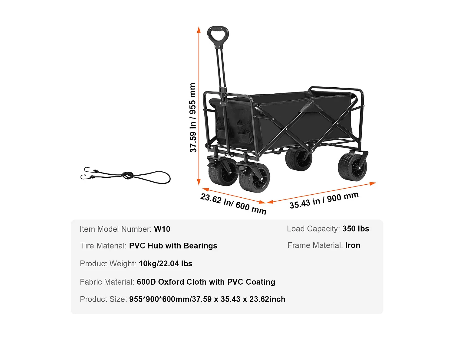 Wózek Składany i Rozkładany o Dużej Wytrzymałości SucceBuy - 3 cu. ft., 350 funtów. Pojemność