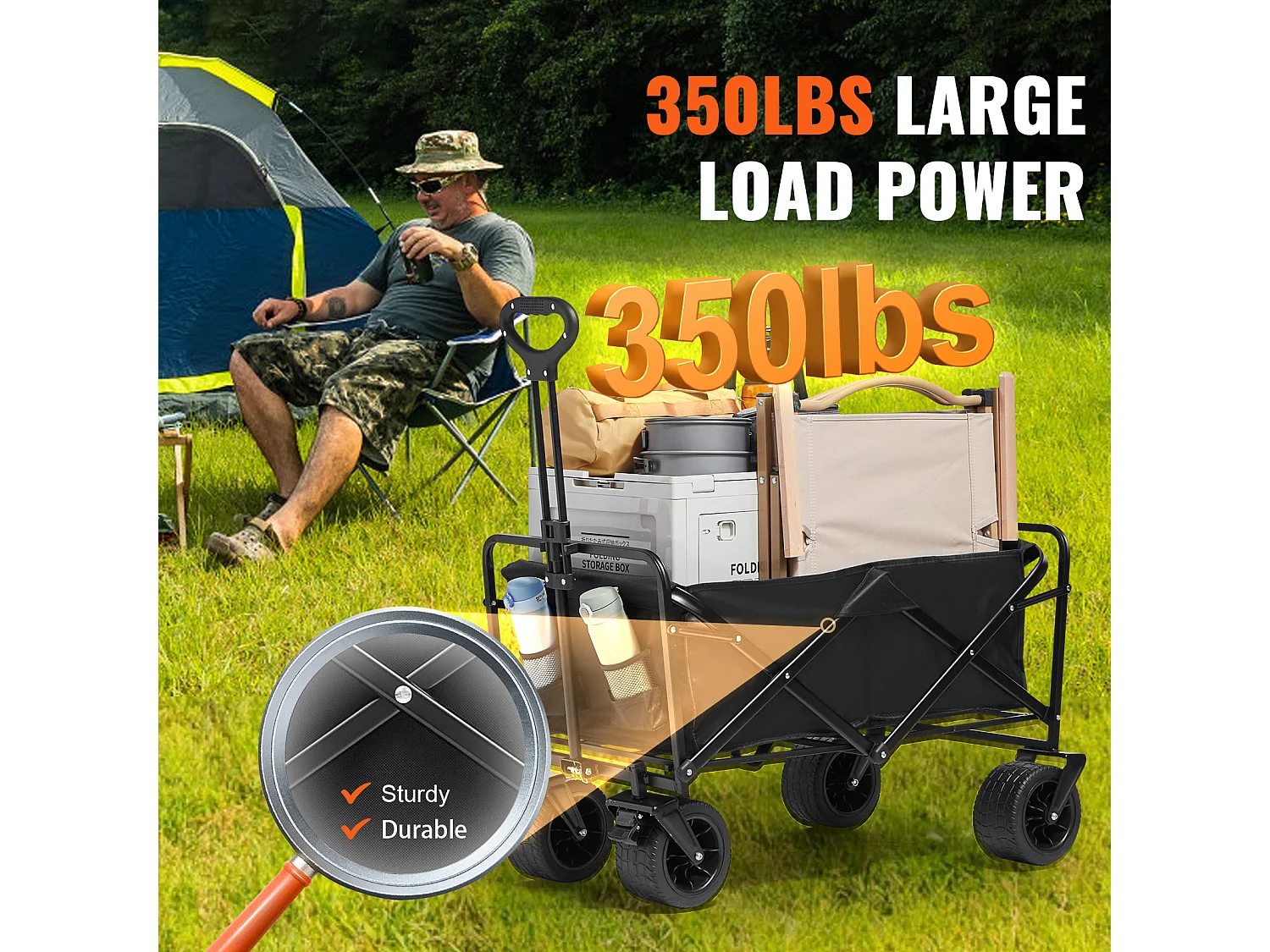 Wózek Składany i Rozkładany o Dużej Wytrzymałości SucceBuy - 3 cu. ft., 350 funtów. Pojemność