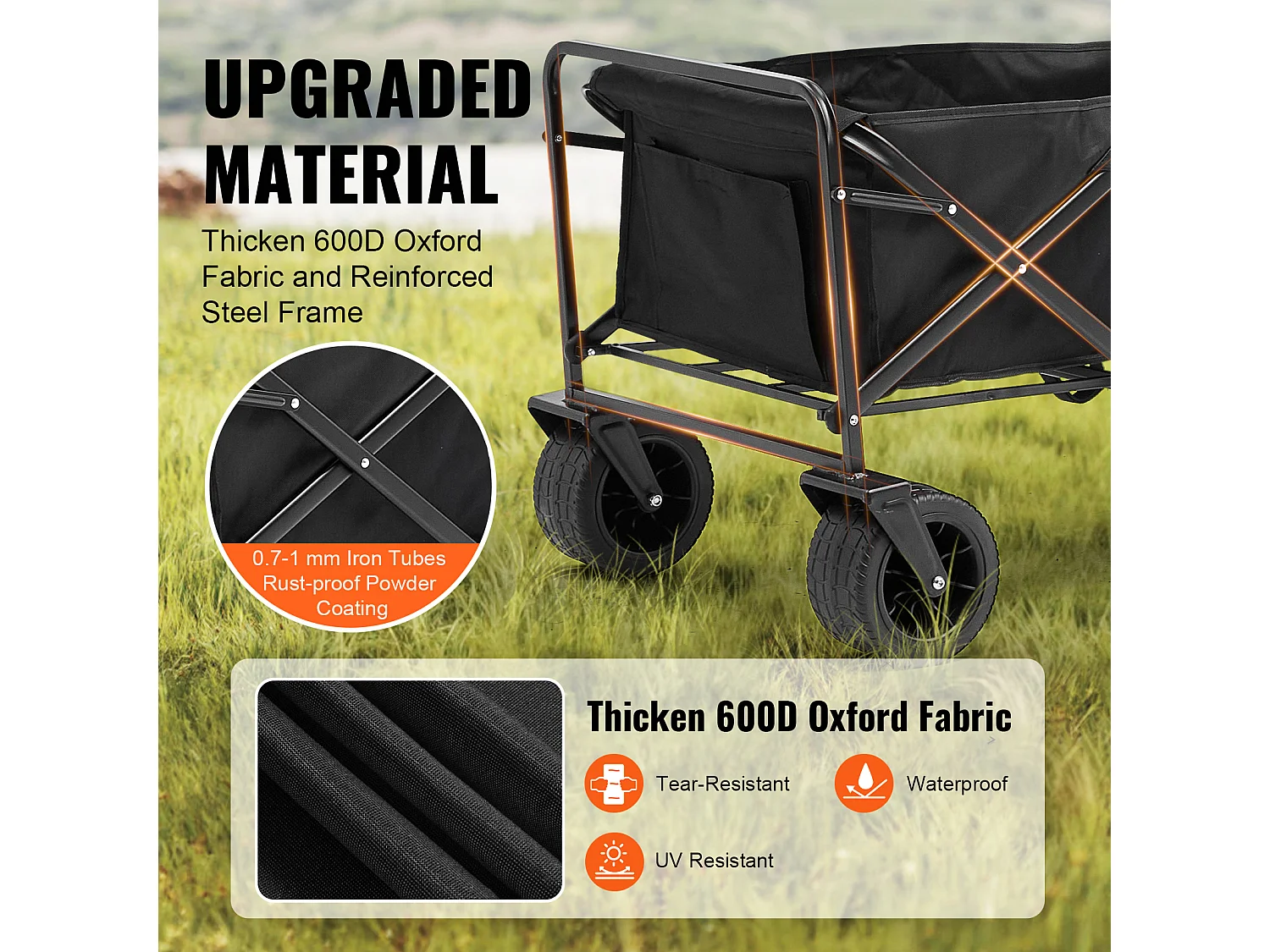 Wózek Składany i Rozkładany o Dużej Wytrzymałości SucceBuy - 3 cu. ft., 350 funtów. Pojemność