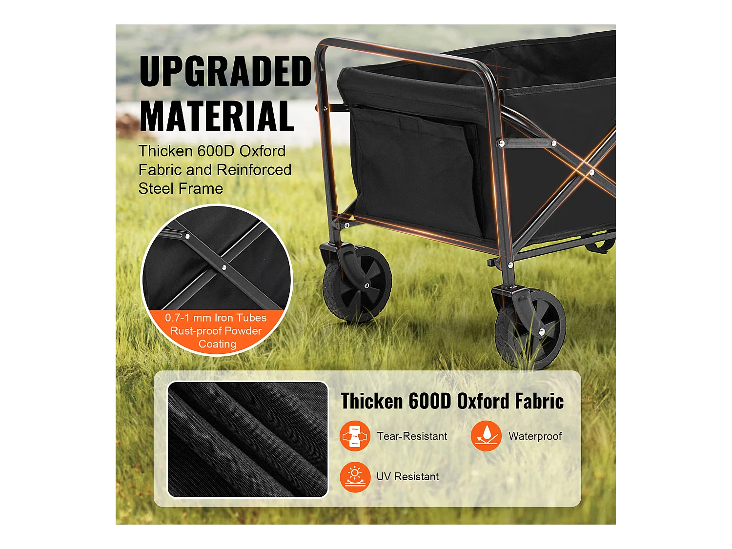 Chariot de Plage Pliable et Pliable SucceBuy, 2 pi3, Capacité de Charge de 220 lb