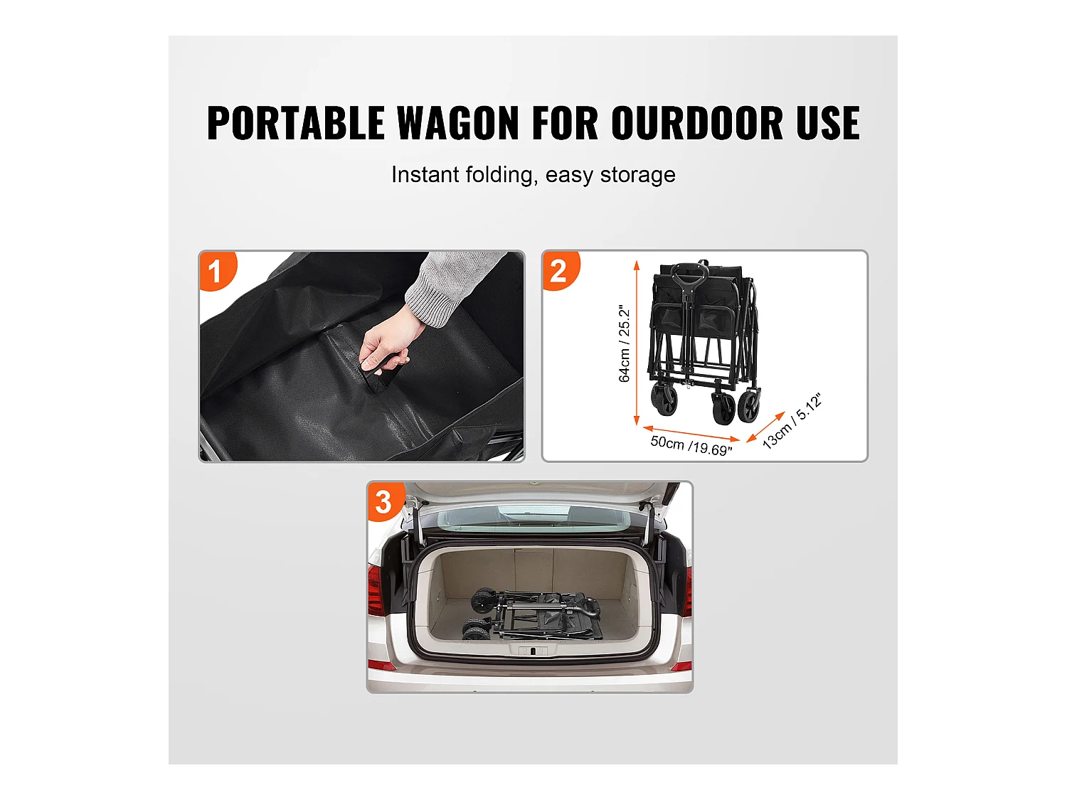 Chariot de Plage Pliable et Pliable SucceBuy, 2 pi3, Capacité de Charge de 220 lb