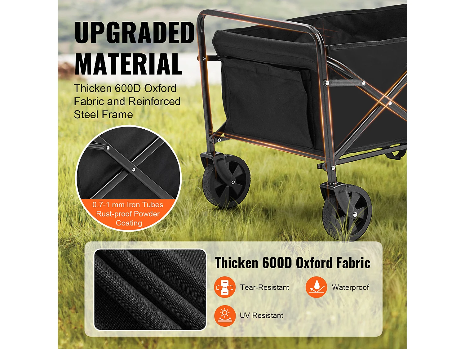 Carreta de Playa Plegable SucceBuy de 2 pies Cúbicos con Capacidad de Carga de 220 lb