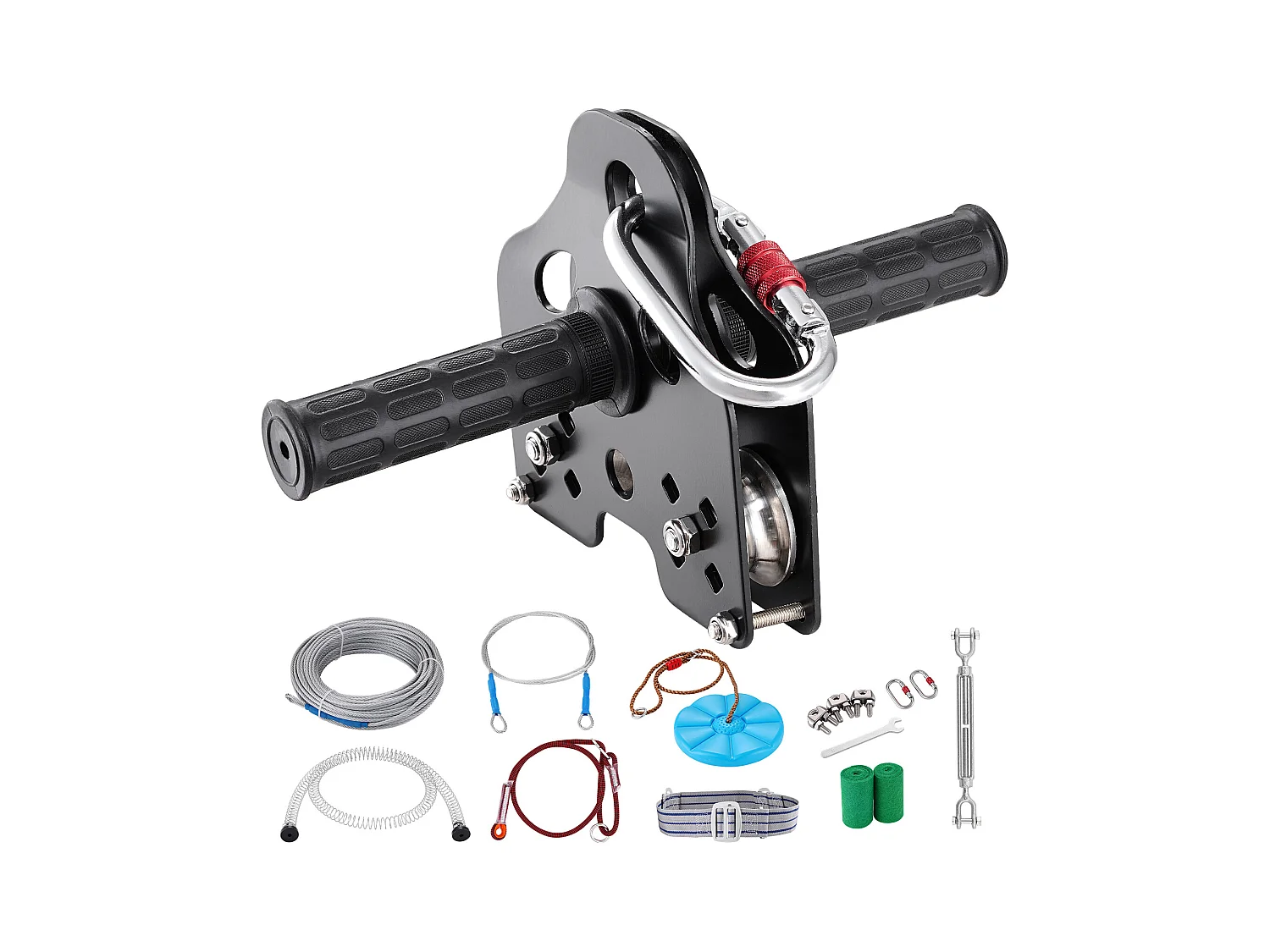 Kit Complet Tyrolienne, SucceBuy Kit de Tyrolienne de 2438.4 CM pour Enfants et Adultes, Tyrolienne à Roulettes, Jusqu'à 500 lb