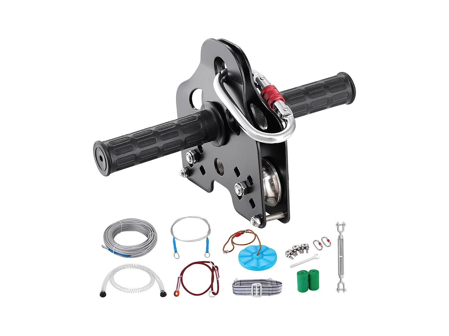 Kit Complet Tyrolienne, SucceBuy Kit de Tyrolienne de 3048 CM, Chariot pour Enfants et Adultes, Capacité de 500 lb