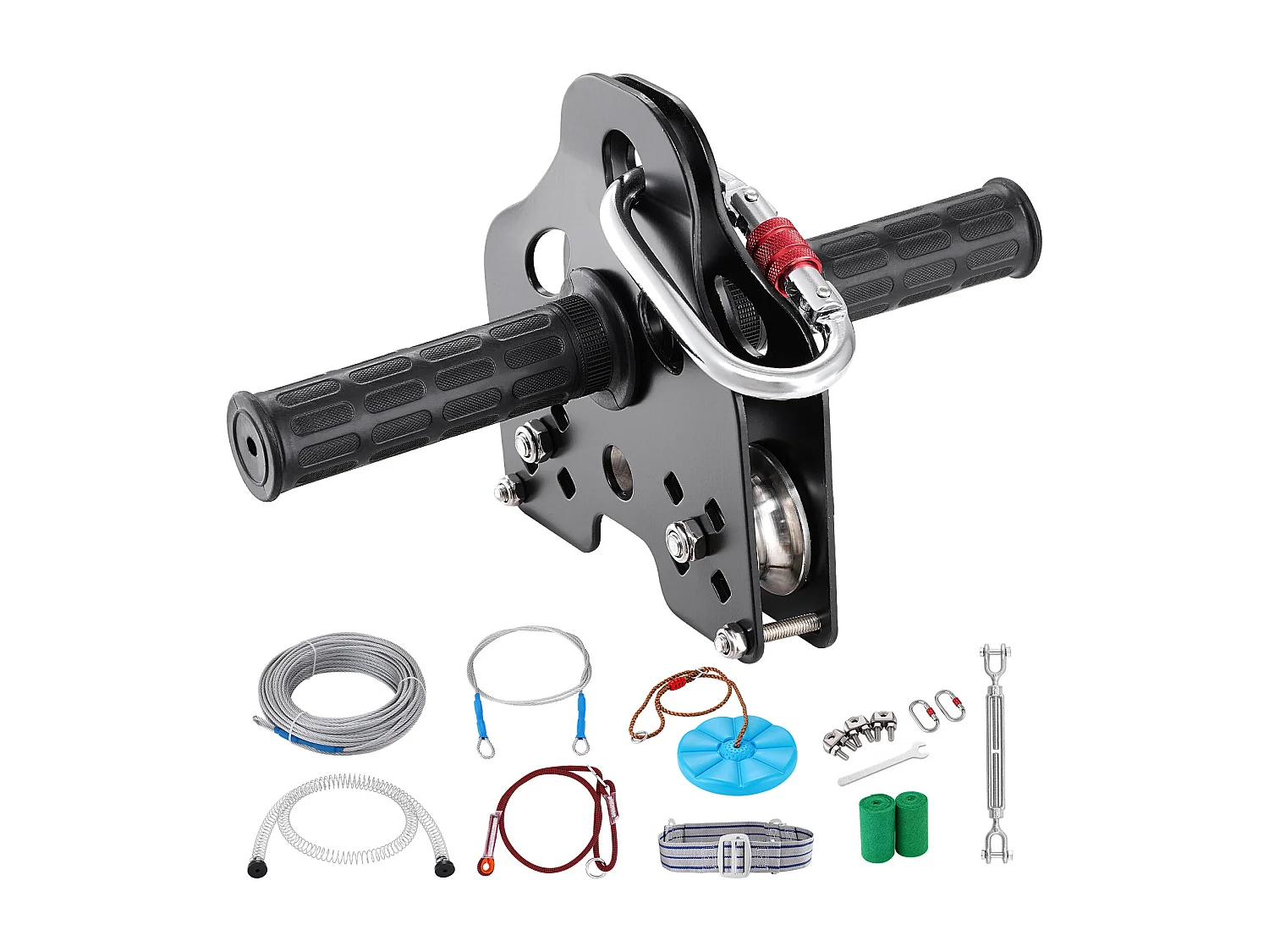 Kit Complet Tyrolienne, SucceBuy Kit de Tyrolienne de 3048 CM, Chariot pour Enfants et Adultes, Capacité de 500 lb