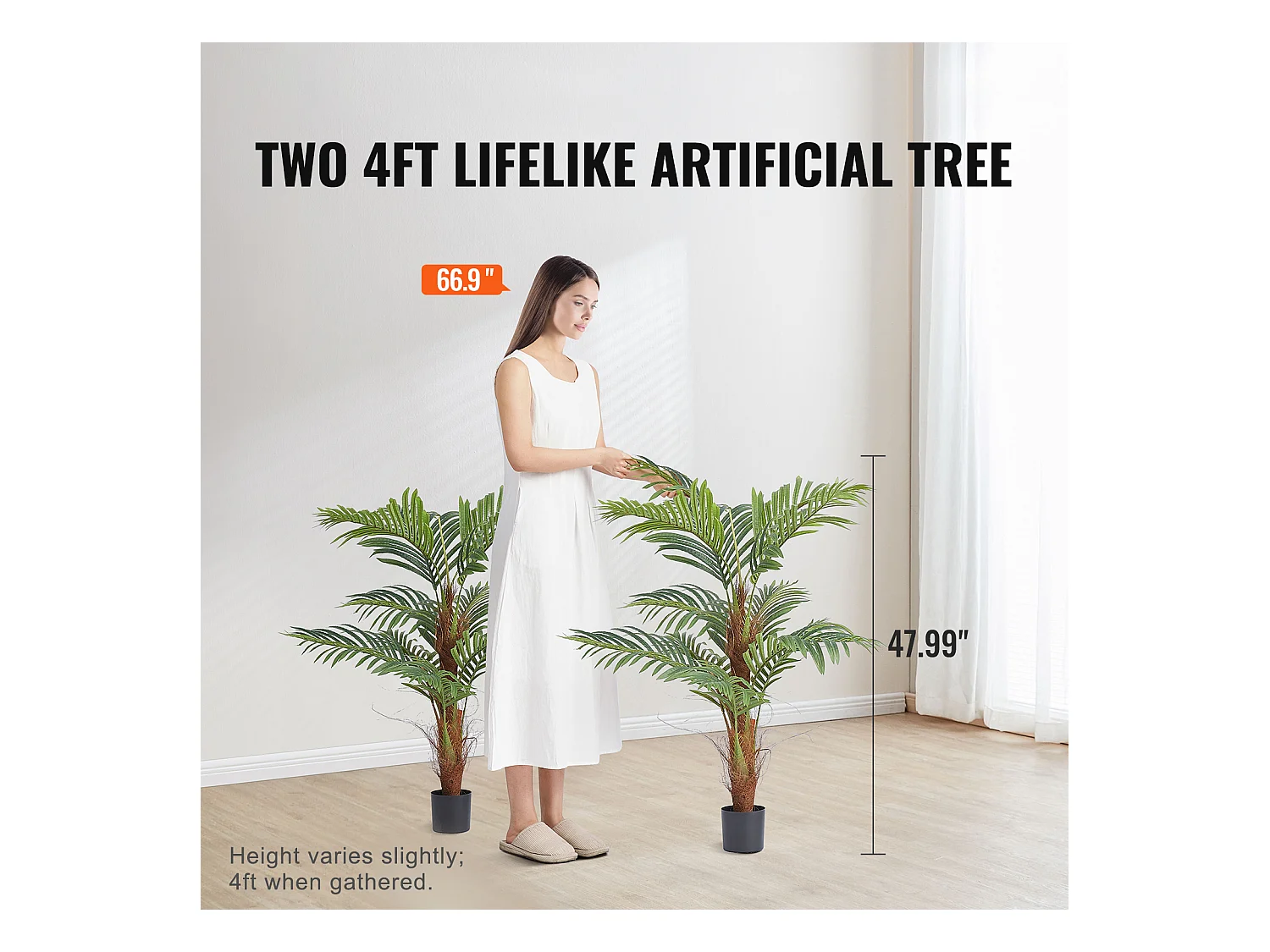 Palmier Areca Artificiel SucceBuy de 1.22m, Fausse Plante de Noix de Bétel Réaliste