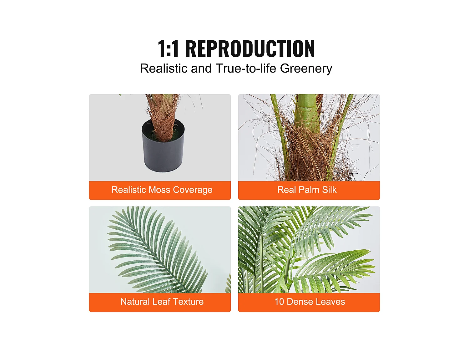 Palmier Areca Artificiel SucceBuy de 1.22m, Fausse Plante de Noix de Bétel Réaliste