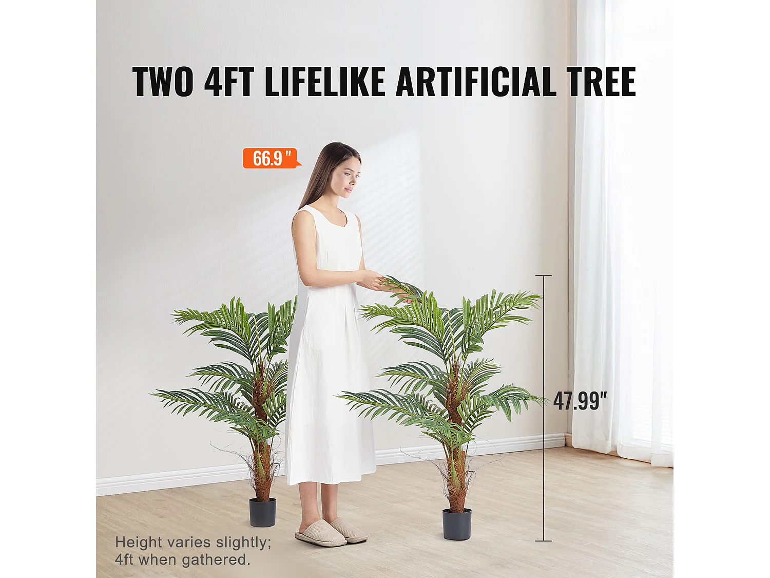 Palmier Areca Artificiel SucceBuy de 1.22m, Fausse Plante de Noix de Bétel Réaliste