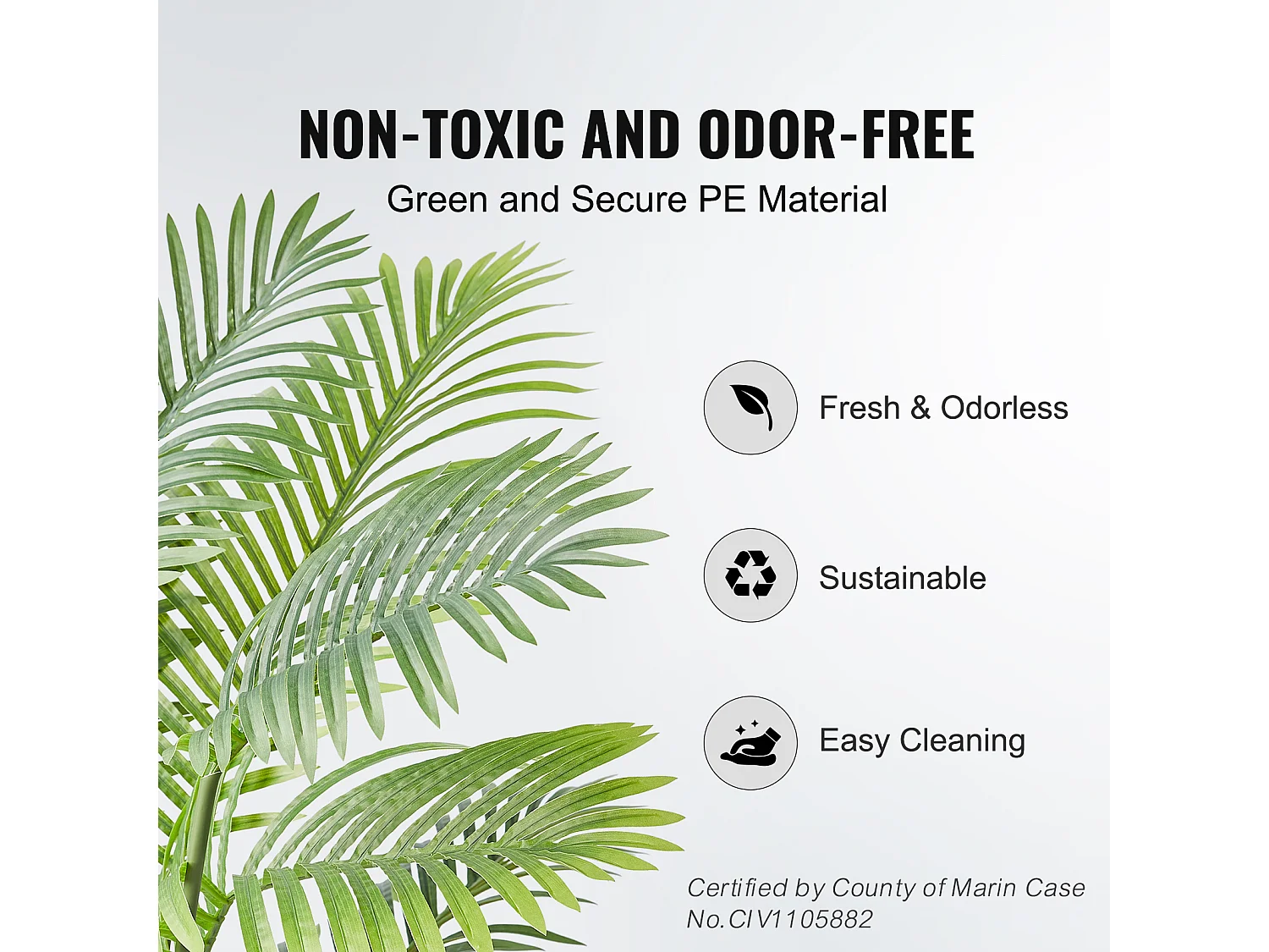 Palmier Areca Artificiel SucceBuy de 1.22m, Fausse Plante de Noix de Bétel Réaliste