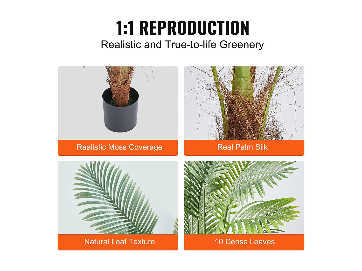 Palmier Areca Artificiel SucceBuy de 1.22m, Fausse Plante de Noix de Bétel Réaliste