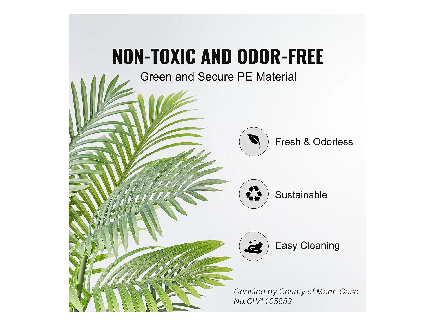 Palmier Artificiel en Canne Dorée SucceBuy de 2 m, Fausse Plante Verte Réaliste Décorative