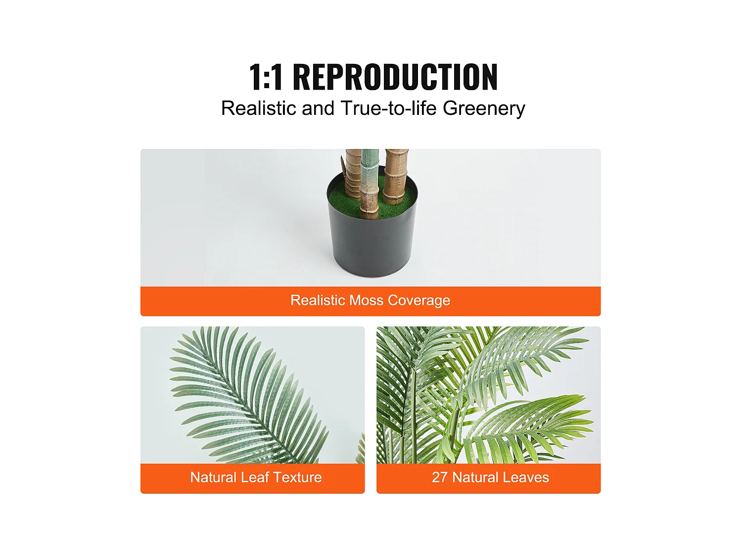 Palmier Artificiel en Canne Dorée SucceBuy de 2 m, Fausse Plante Verte Réaliste Décorative