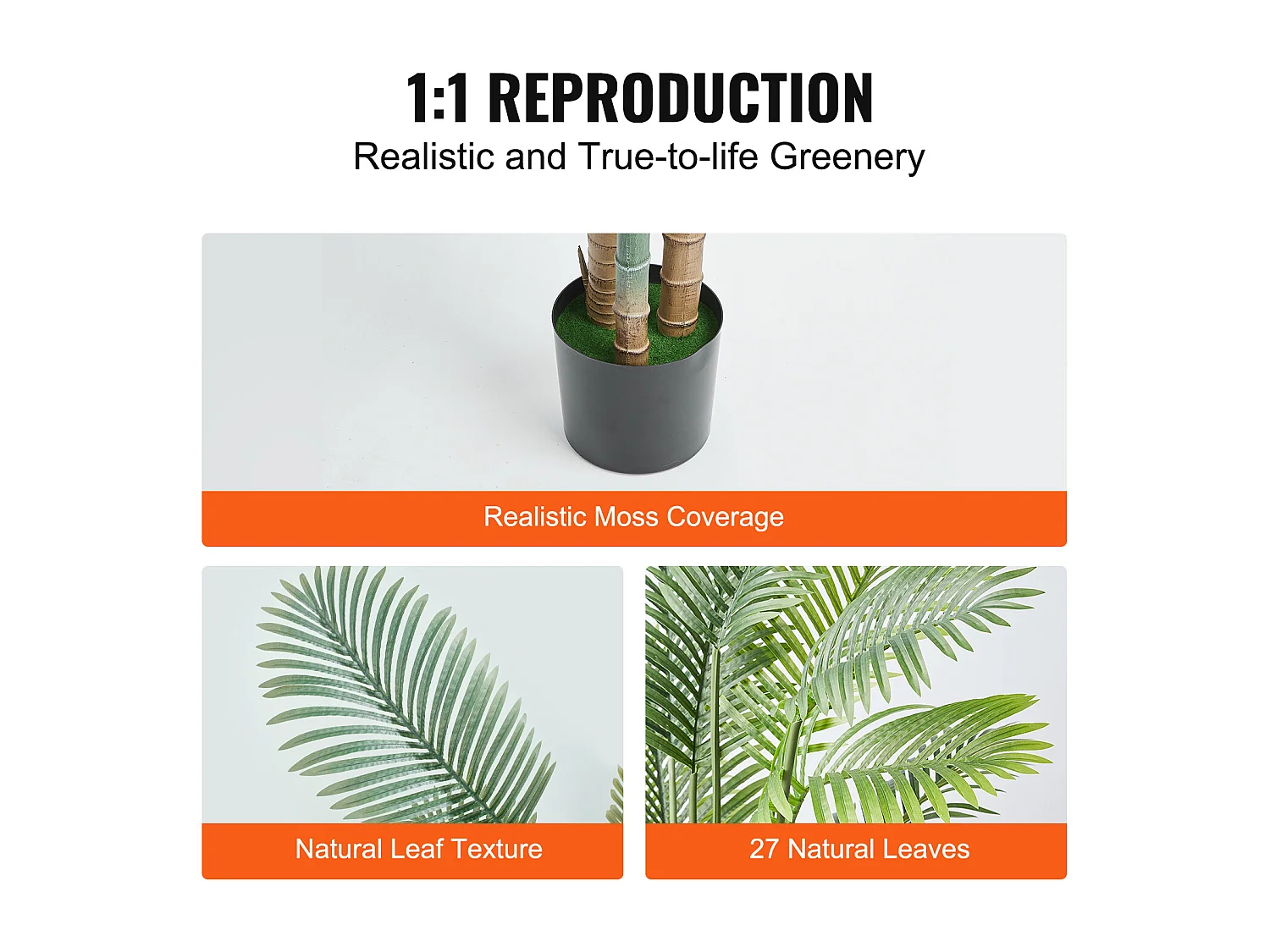 Palmier Artificiel en Canne Dorée SucceBuy de 2 m, Fausse Plante Verte Réaliste Décorative