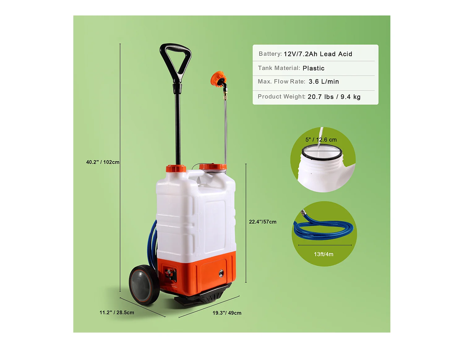 Pulvérisateur à dos SucceBuy Réservoir de 15 L Pulvérisateur de Jardin 0-94 PSI