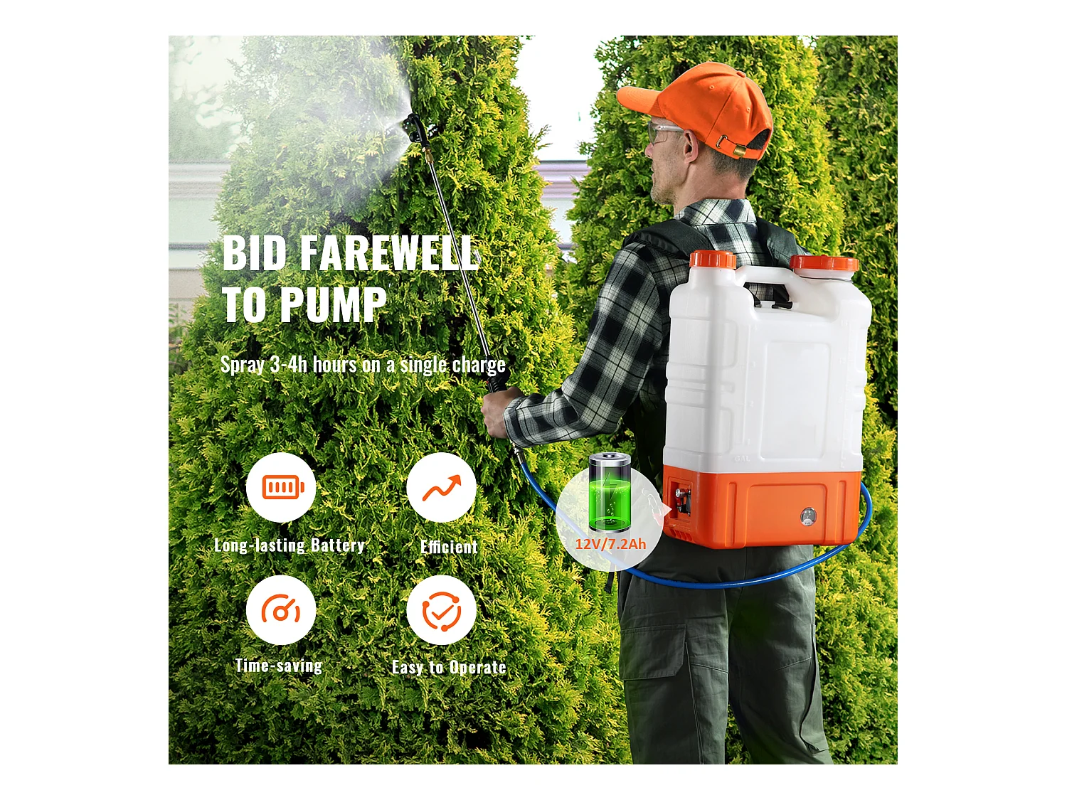 Pulvérisateur à dos SucceBuy Réservoir de 15 L Pulvérisateur de Jardin 0-94 PSI