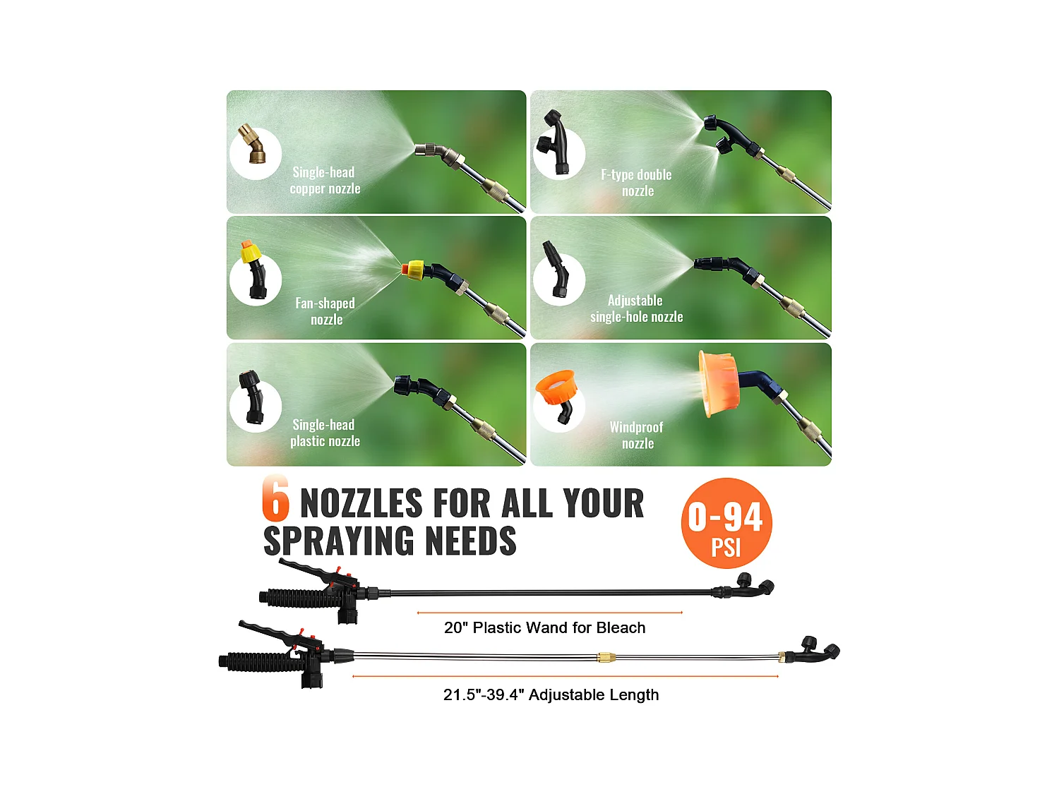 Pulvérisateur à dos SucceBuy Réservoir de 15 L Pulvérisateur de Jardin 0-94 PSI