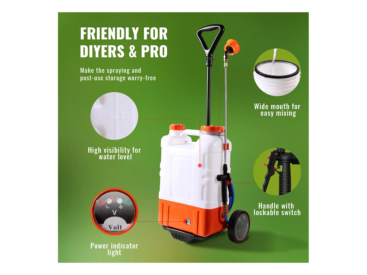 Pulvérisateur à dos SucceBuy Réservoir de 15 L Pulvérisateur de Jardin 0-94 PSI