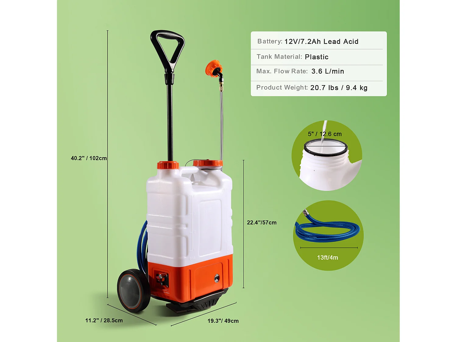 Pulvérisateur à dos SucceBuy Réservoir de 15 L Pulvérisateur de Jardin 0-94 PSI