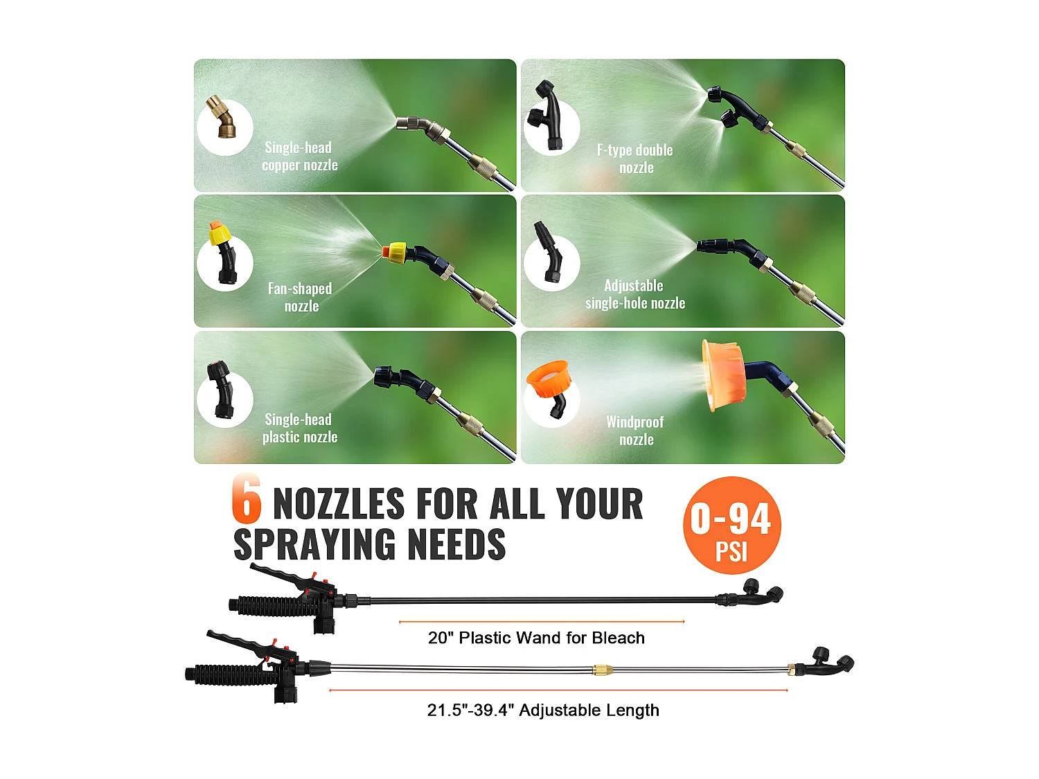 Pulvérisateur à dos SucceBuy Réservoir de 15 L Pulvérisateur de Jardin 0-94 PSI