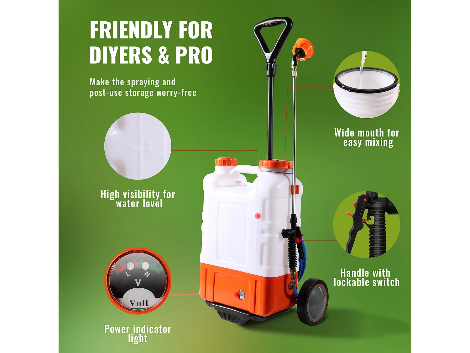 Pulvérisateur à dos SucceBuy Réservoir de 15 L Pulvérisateur de Jardin 0-94 PSI