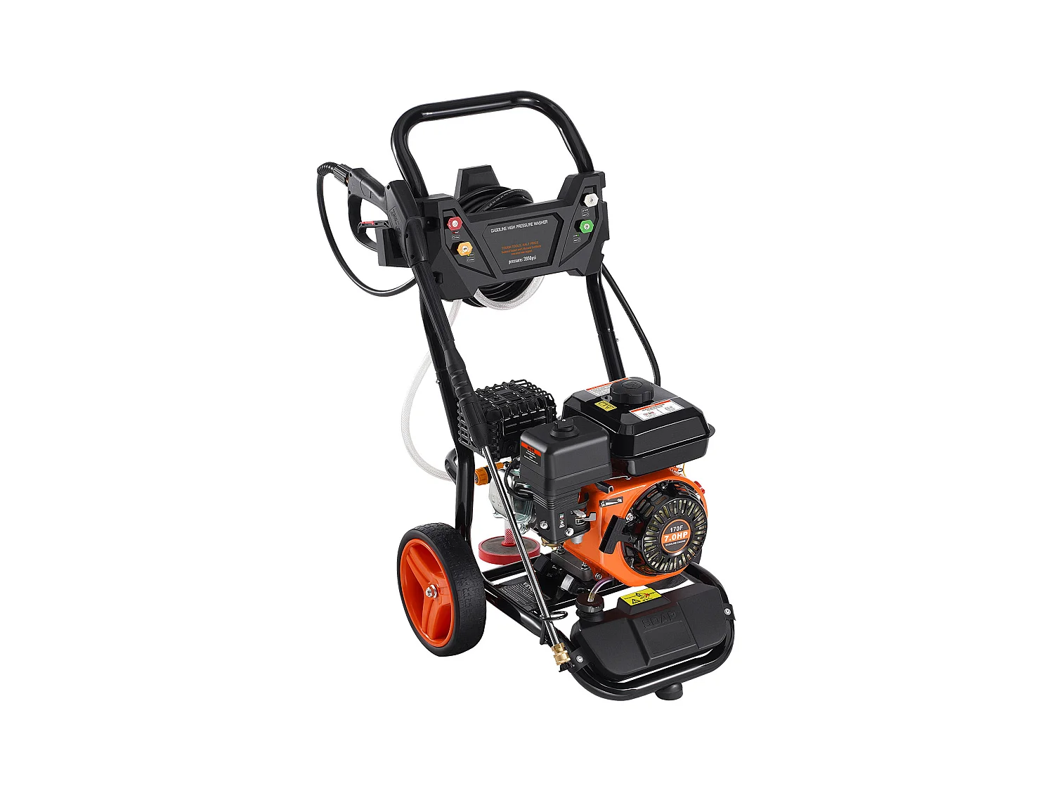 Nettoyeur Haute Pression à Essence SucceBuy, 3950 PSI 10 L/min 2,6 GPM 5 Buses, pour Voitures, Clôtures, Maisons, Vertical