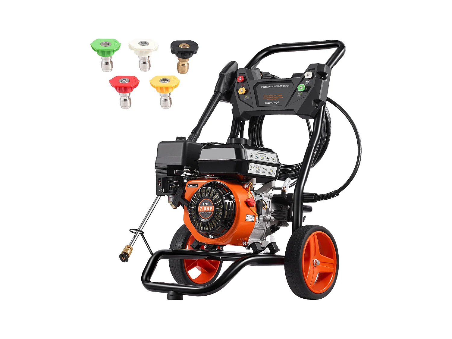 Nettoyeur Haute Pression, SucceBuy Nettoyeur Haute Pression à Essence 3400 PSI 2,6 GPM Ensemble de 5 Buses pour Diverses Utilisations