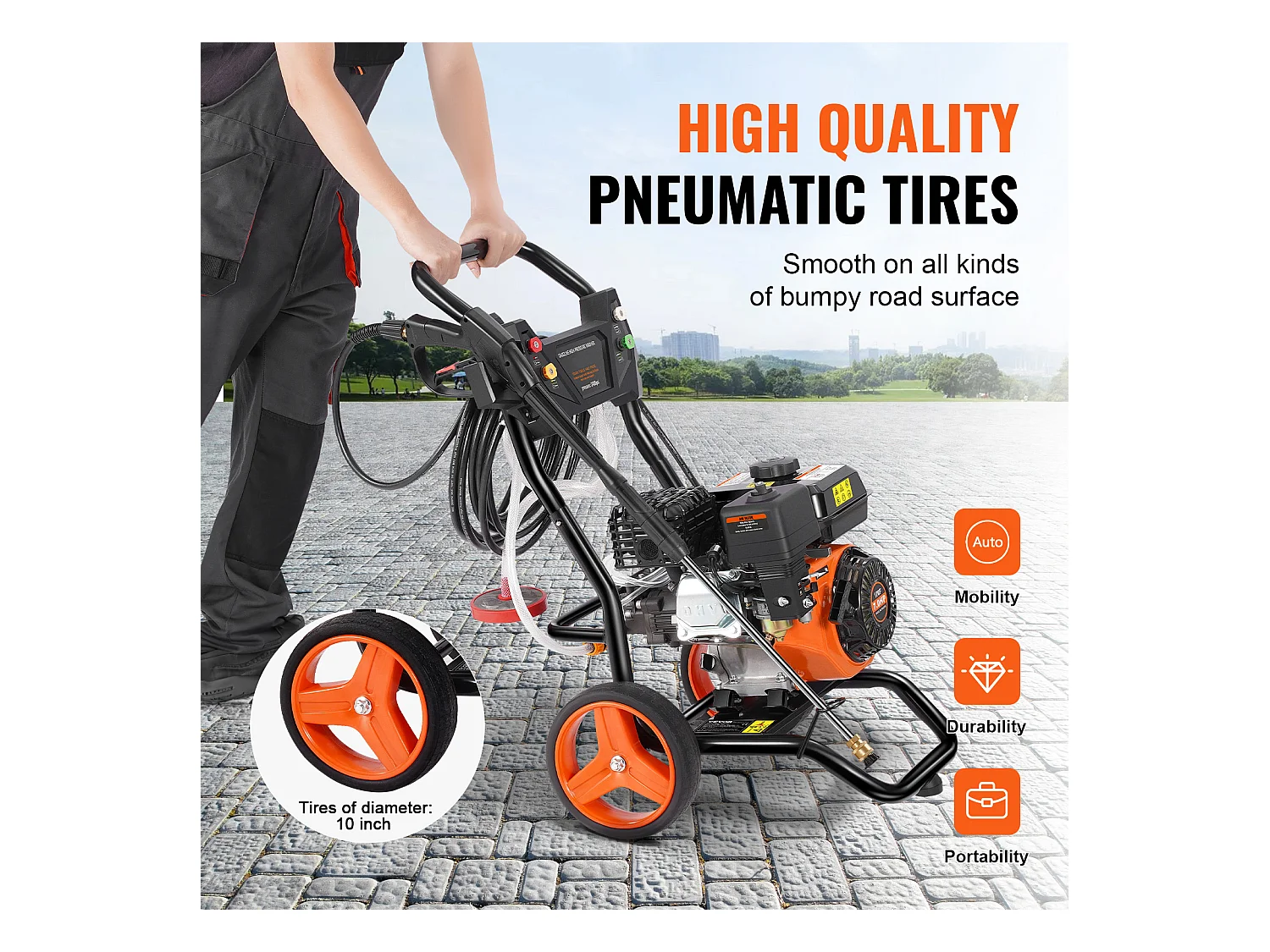 Nettoyeur Haute Pression, SucceBuy Nettoyeur Haute Pression à Essence 3400 PSI 2,6 GPM Ensemble de 5 Buses pour Diverses Utilisations