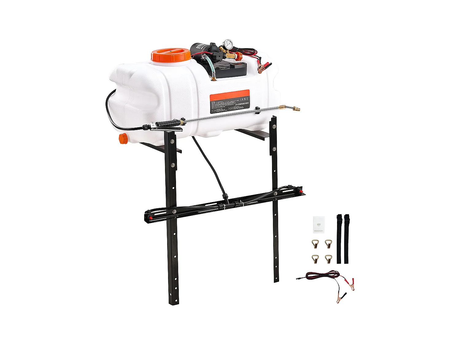 Pulvérisateur pour VTT SucceBuy 60 L 12 V, Pulvérisateur Mauvaises Herbes Jardin à Pompe, Réglable 0-72 PSI, Blanc