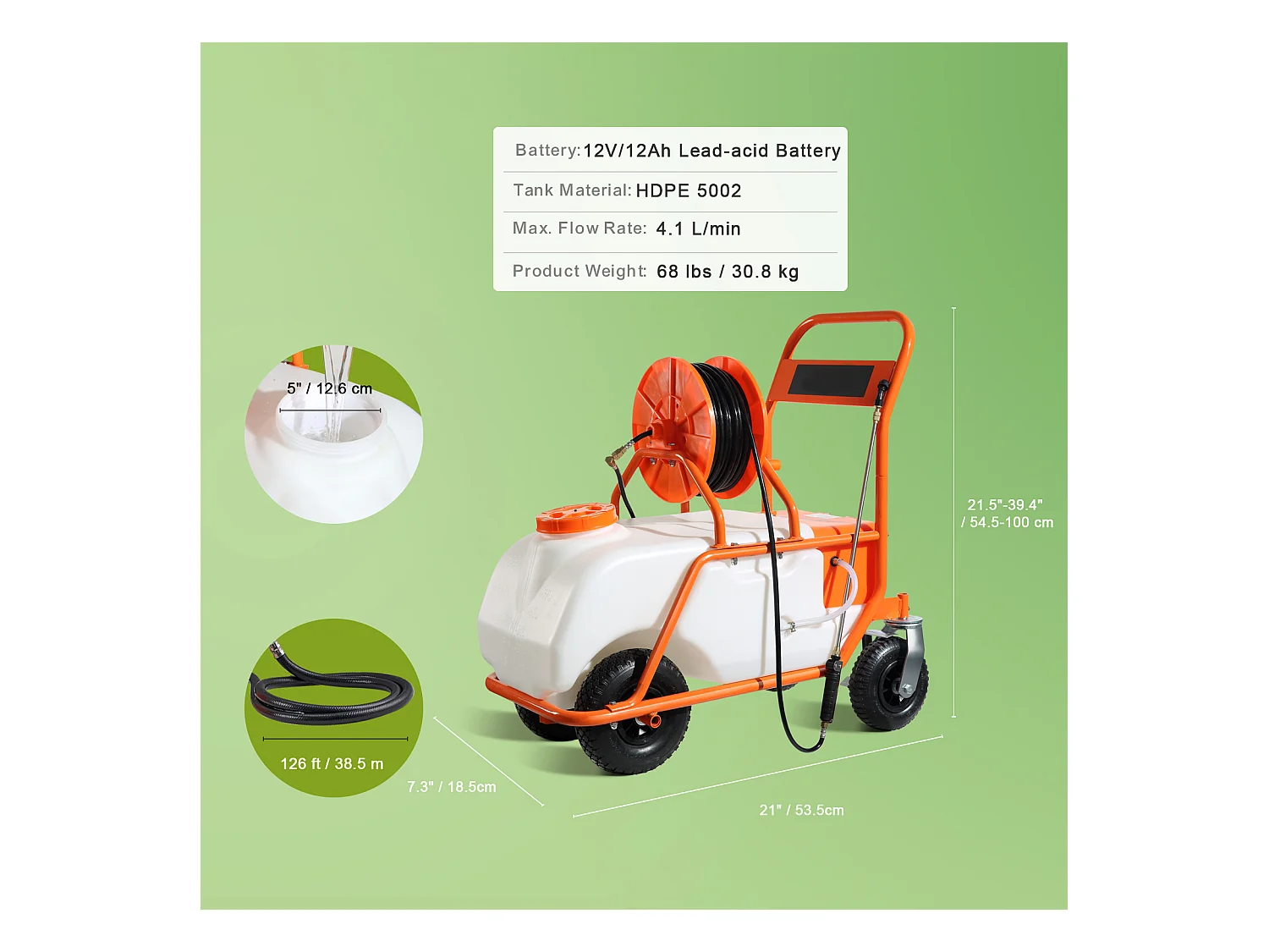 Pulvérisateur à Pression SucceBuy à Dos, 60 L, Pression Réglable 0 à 90 PSI, Pulvérisateur pour Jardin, Désherbage, Pulvérisation