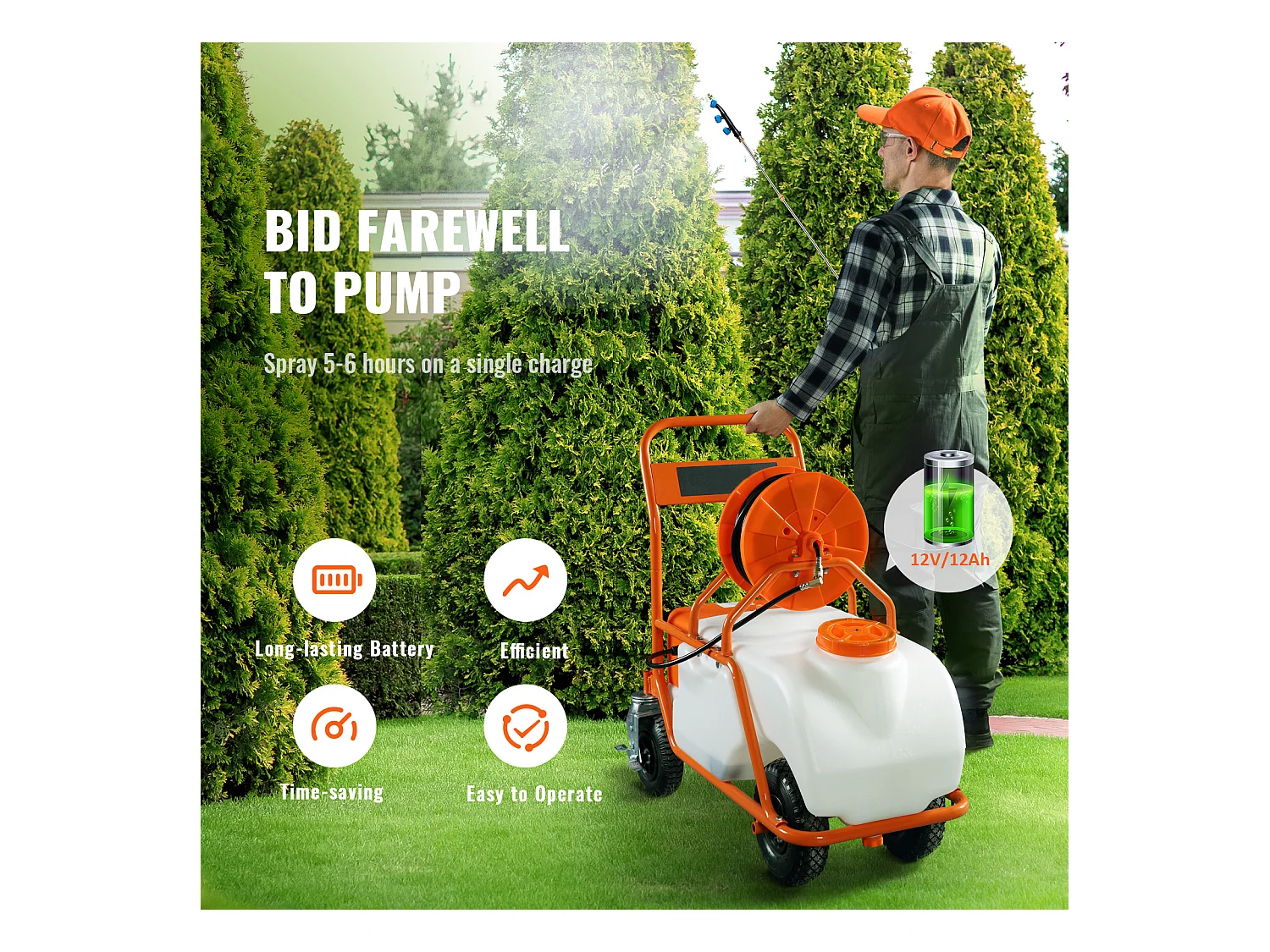 Pulvérisateur à Pression SucceBuy à Dos, 60 L, Pression Réglable 0 à 90 PSI, Pulvérisateur pour Jardin, Désherbage, Pulvérisation