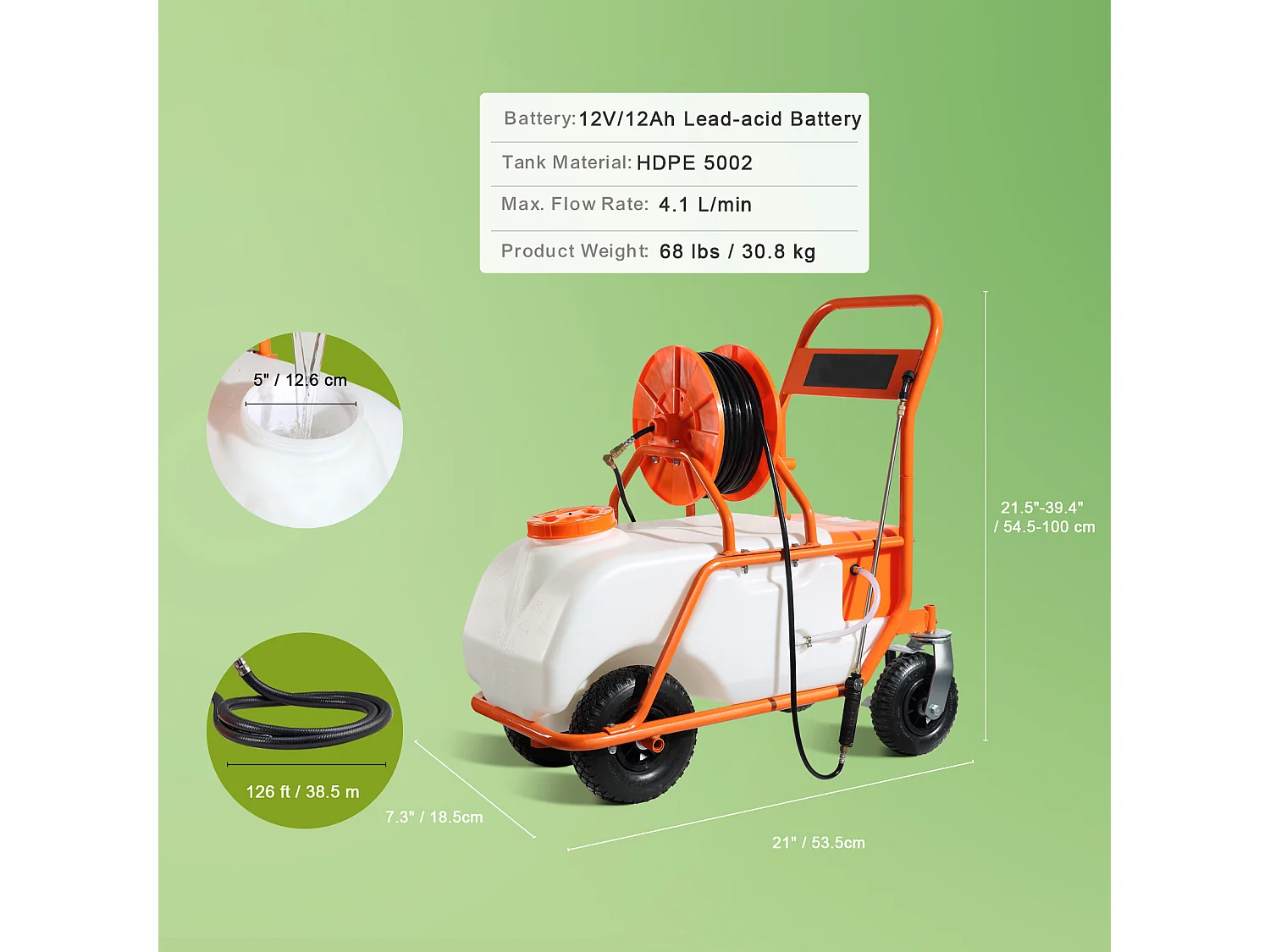 Pulvérisateur à Pression SucceBuy à Dos, 60 L, Pression Réglable 0 à 90 PSI, Pulvérisateur pour Jardin, Désherbage, Pulvérisation