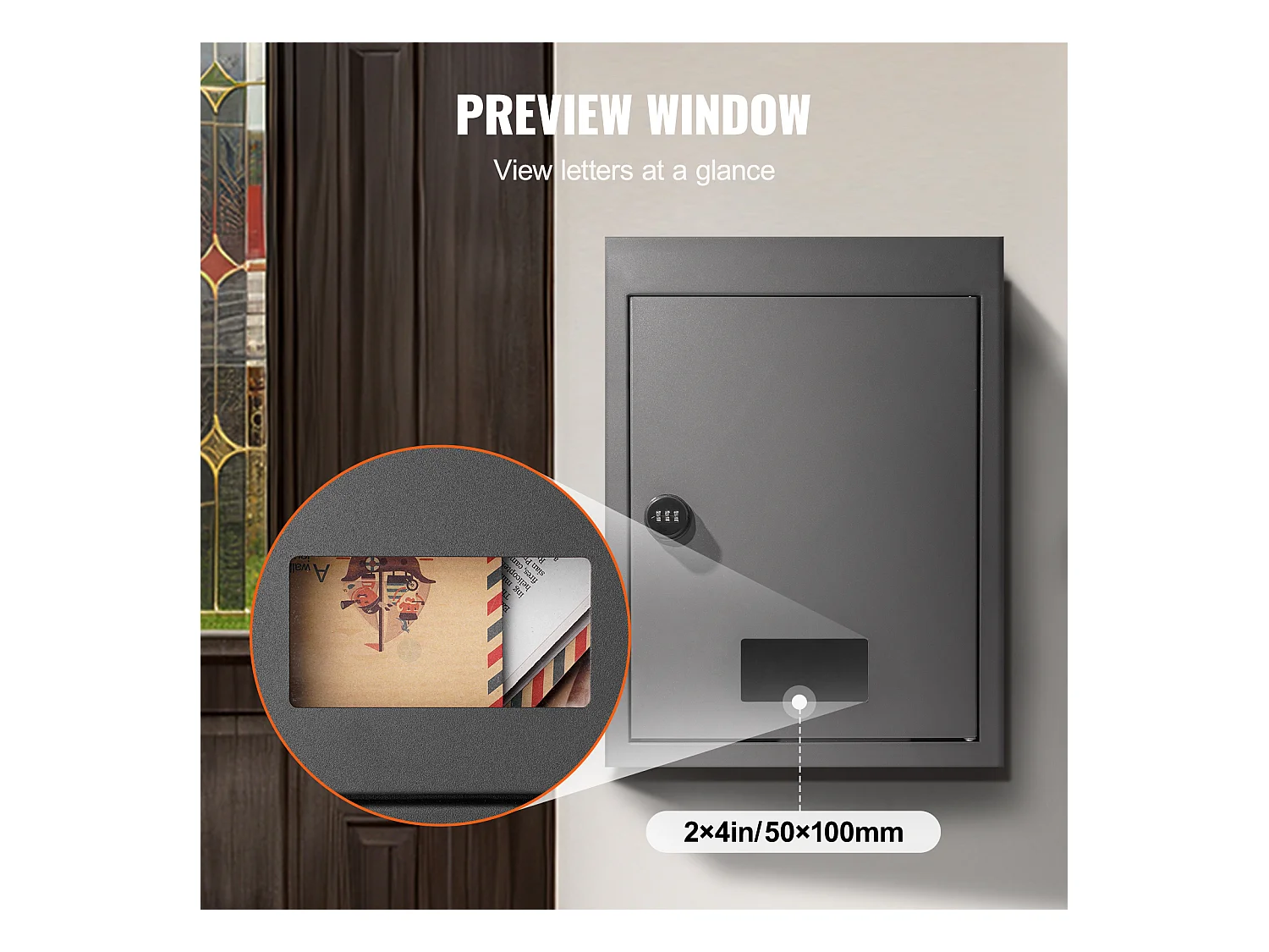 Boîte aux Lettres Murale SucceBuy, Boîte aux Lettres en Acier Robuste avec Serrure à Cod,  31.8 x 16 x 43cm,  Noire - Sécurisée et élégante