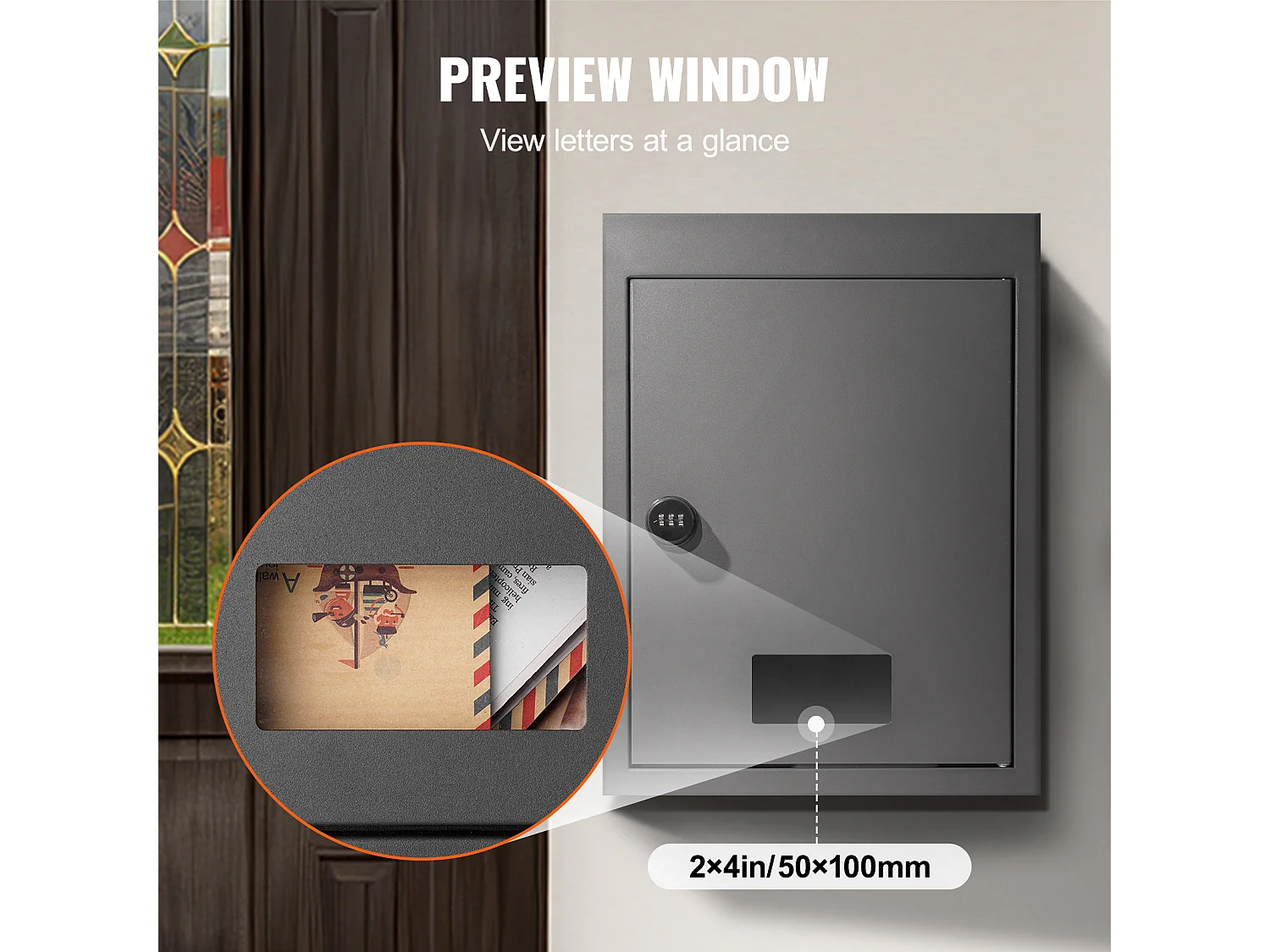 Boîte aux Lettres Murale SucceBuy, Boîte aux Lettres en Acier Robuste avec Serrure à Cod,  31.8 x 16 x 43cm,  Noire - Sécurisée et élégante