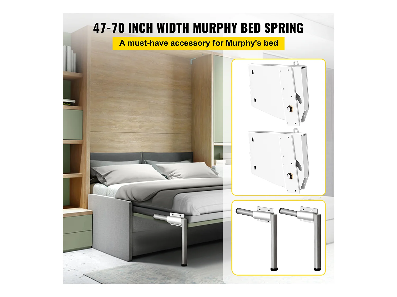 Kit de Quincaillerie de Support Robuste pour Lit Escamotable SucceBuy, Vertical, Quincaillerie de Bricolage