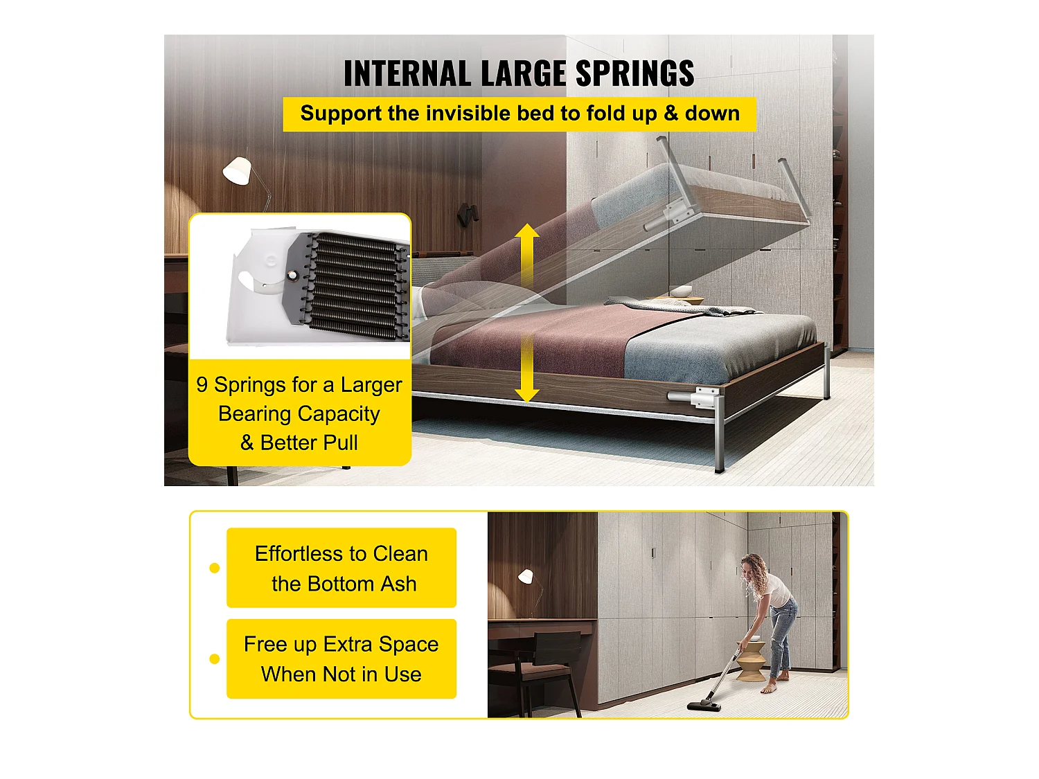 Kit de Quincaillerie de Support Robuste pour Lit Escamotable SucceBuy, Vertical, Quincaillerie de Bricolage