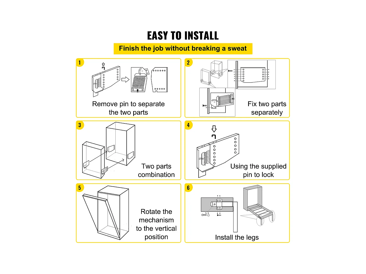 Kit de Quincaillerie de Support Robuste pour Lit Escamotable SucceBuy, Vertical, Quincaillerie de Bricolage
