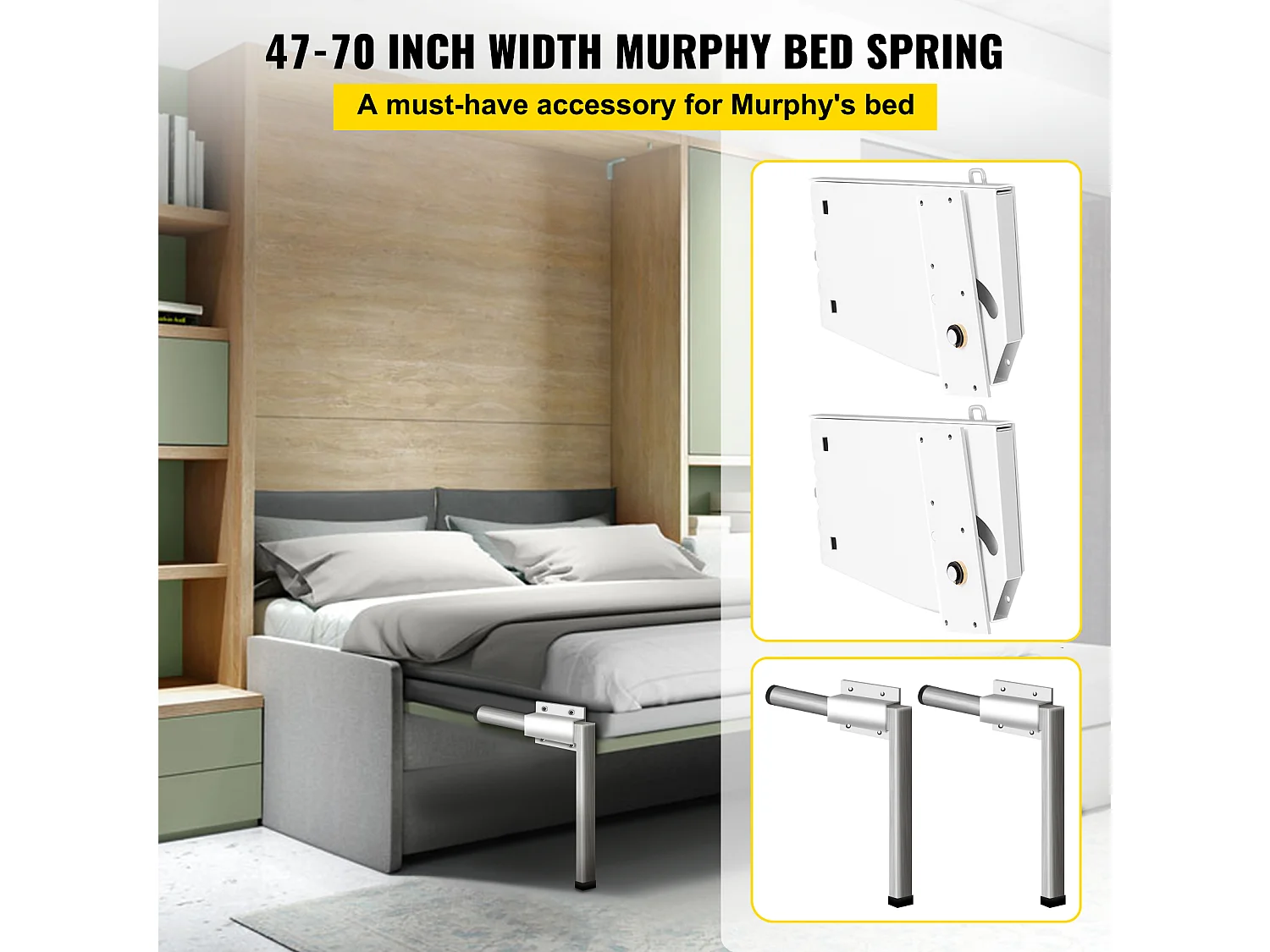 Kit de Quincaillerie de Support Robuste pour Lit Escamotable SucceBuy, Vertical, Quincaillerie de Bricolage