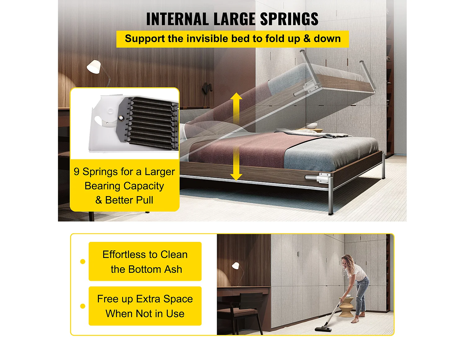 Kit de Quincaillerie de Support Robuste pour Lit Escamotable SucceBuy, Vertical, Quincaillerie de Bricolage