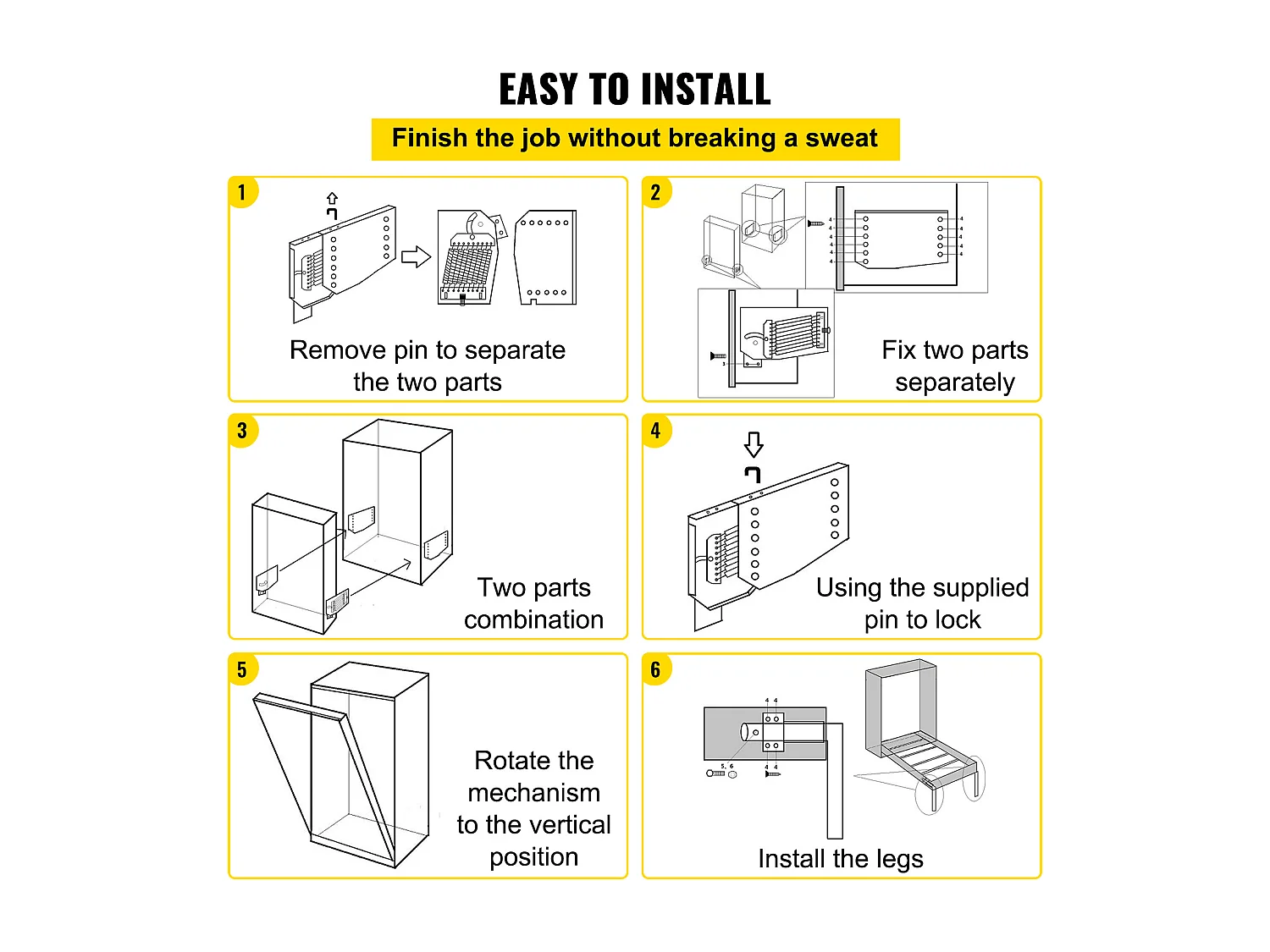 Kit de Quincaillerie de Support Robuste pour Lit Escamotable SucceBuy, Vertical, Quincaillerie de Bricolage