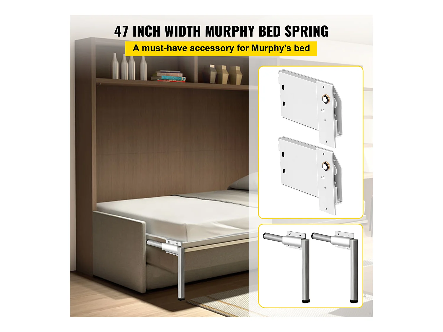 Kit de Quincaillerie de Support Robuste pour Lit Escamotable SucceBuy, Horizontal, pour Lit Double