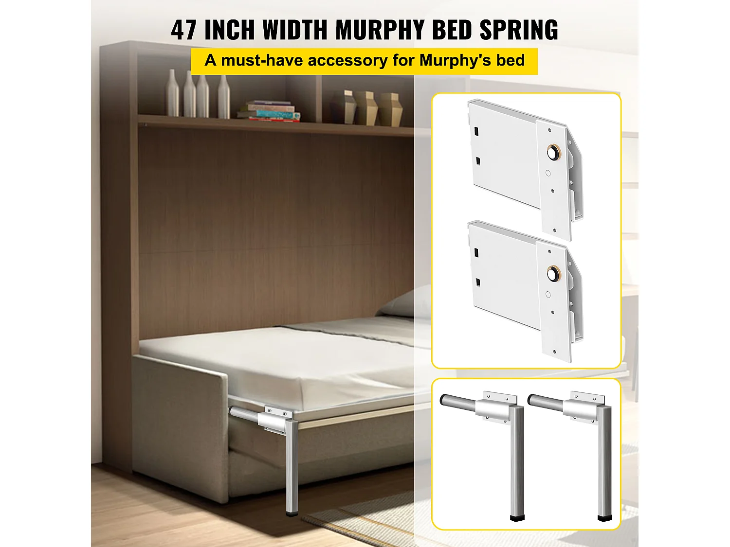 Kit de Quincaillerie de Support Robuste pour Lit Escamotable SucceBuy, Horizontal, pour Lit Double