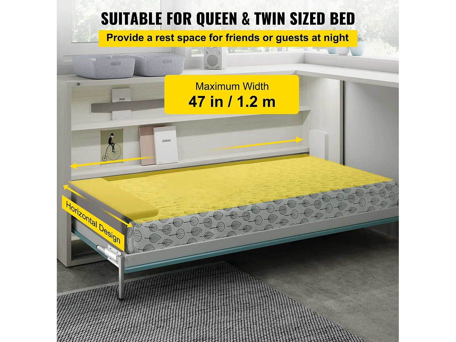 Kit de Quincaillerie de Support Robuste pour Lit Escamotable SucceBuy, Horizontal, pour Lit Double