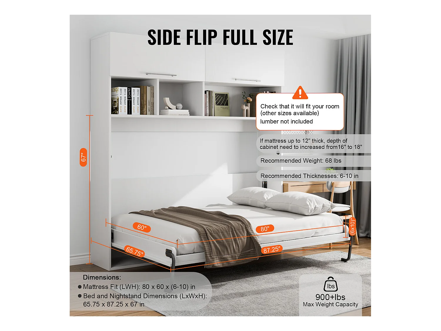 Kit de Lit Escamotable Queen SucceBuy, Matériel de Lit Mural de Luxe, pour Lit Mural à Armoire Pliante pour Chambre d'Amis