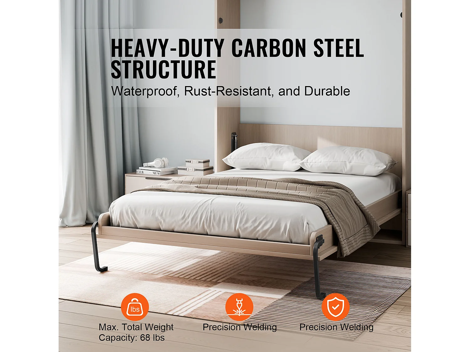 Kit de Lit Escamotable Queen SucceBuy, Matériel de Lit Mural de Luxe, pour Lit Mural à Armoire Pliante pour Chambre d'Amis