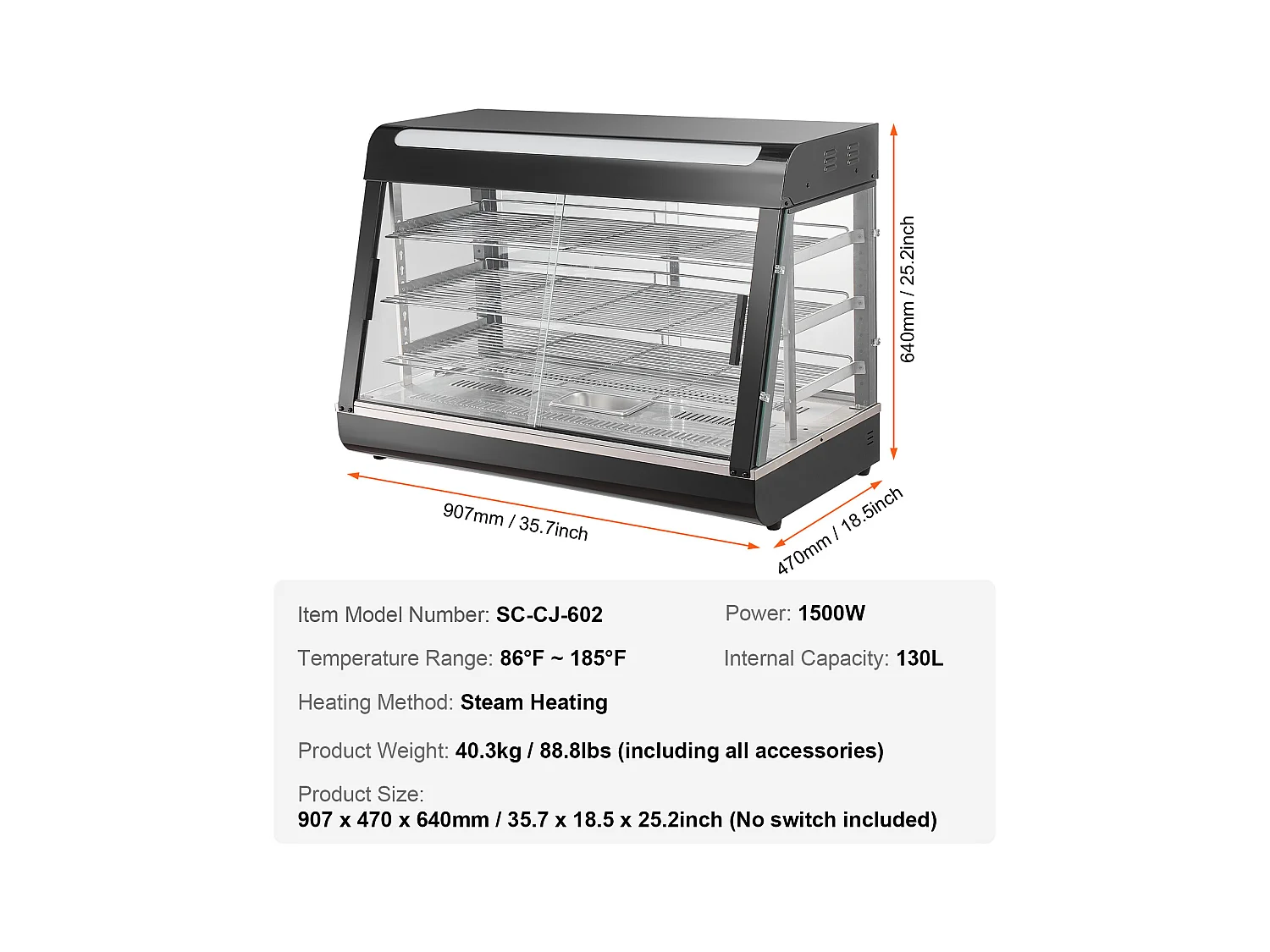 Chauffante SucceBuy Armoire à Pizza Commerciale à 3 Niveaux pour Réchauffeur de Nourriture avec Lumière