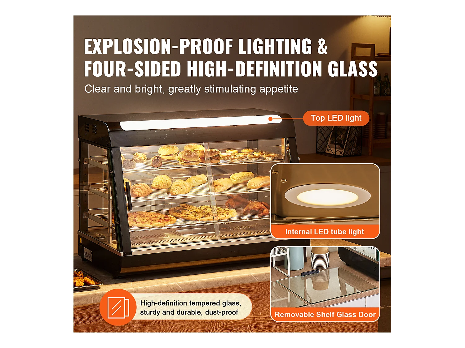 Chauffante SucceBuy Armoire à Pizza Commerciale à 3 Niveaux pour Réchauffeur de Nourriture avec Lumière