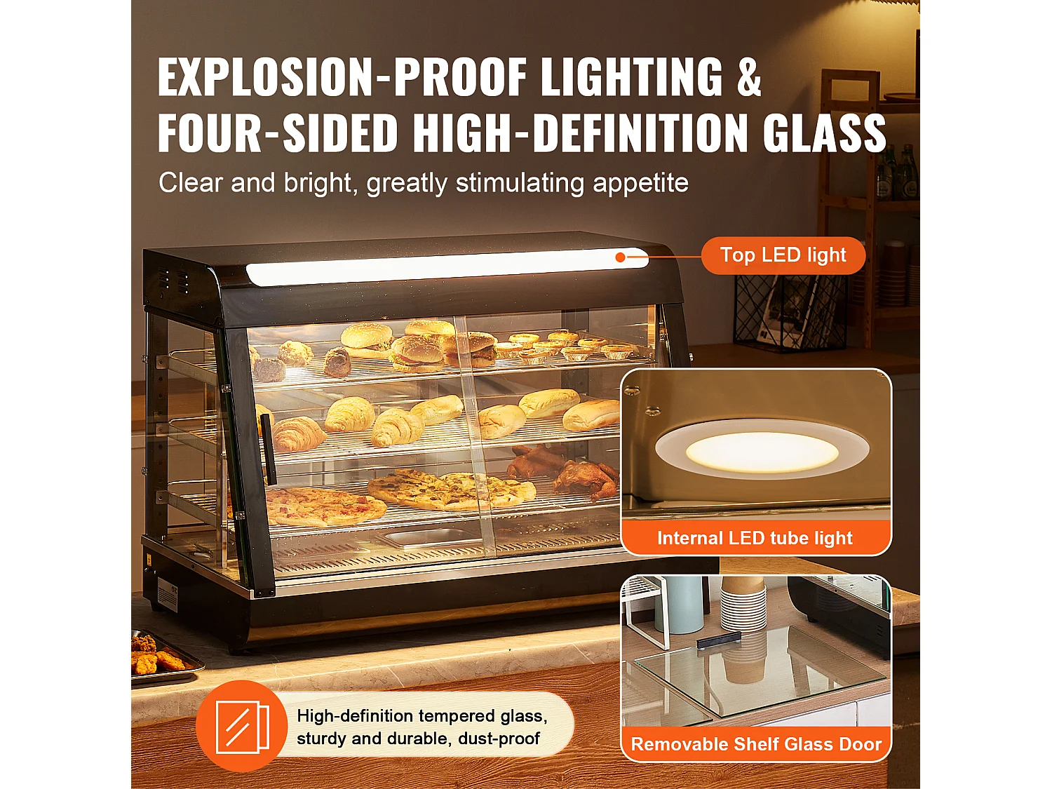 Chauffante SucceBuy Armoire à Pizza Commerciale à 3 Niveaux pour Réchauffeur de Nourriture avec Lumière