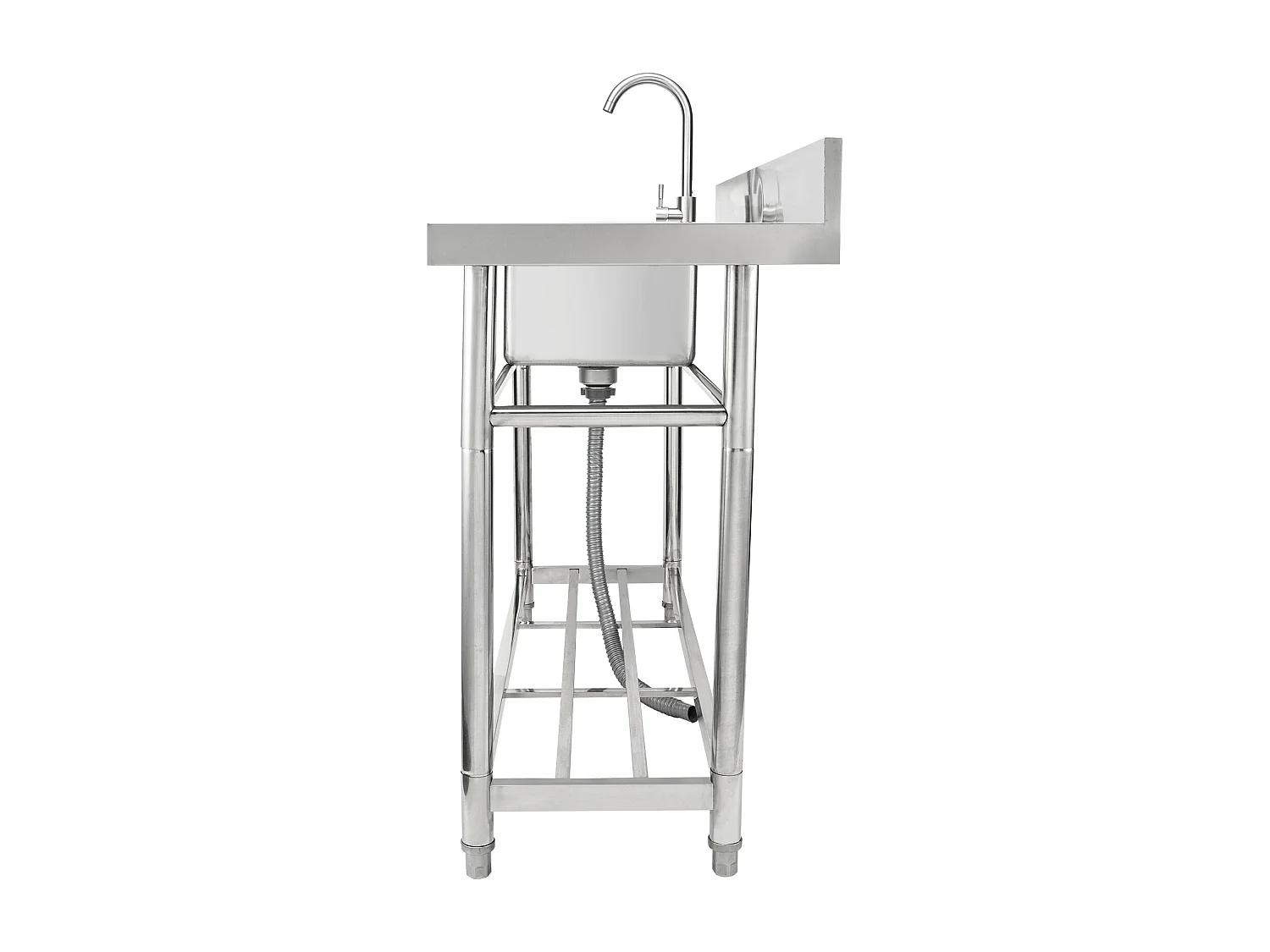 Einzelbecken-Spülbecken aus Edelstahl mit Werkbank SucceBuy, 119,8 x 50 x 95 Cm