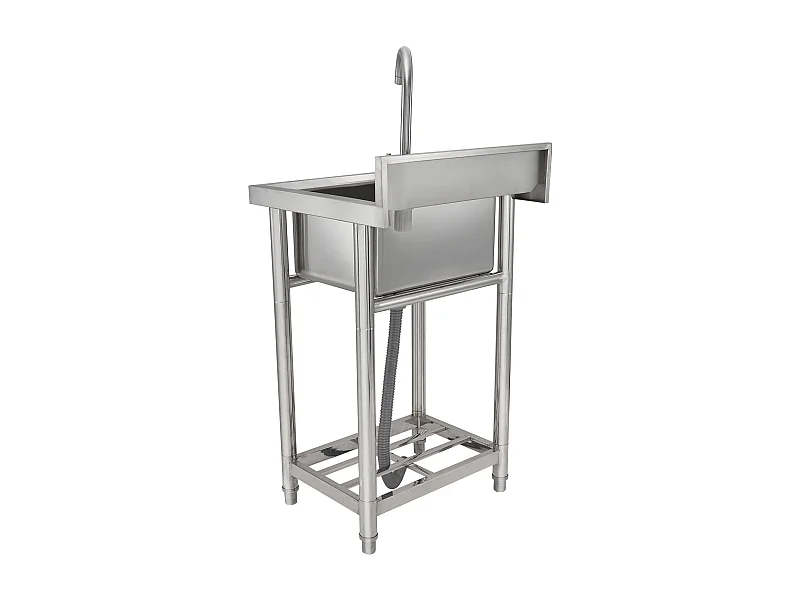 SucceBuy Zlew do przygotowywania potraw ze stali nierdzewnej, jednokomorowy, komercyjny, 55 x 50 x 95 cm