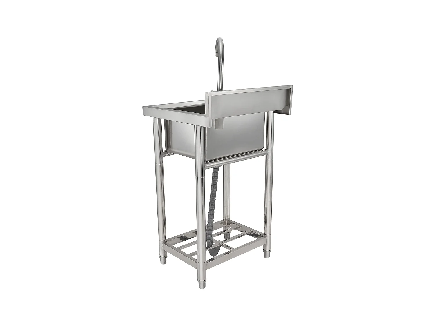 Évier de Préparation en Acier Inoxydable SucceBuy, Utilitaire Commercial à Cuve Simple 55 x 50 x 95 Cm